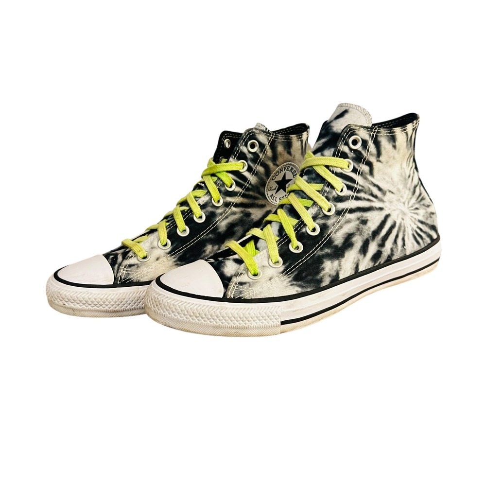 Converse Chuck Taylor All Star Hi Tops Tie Dye Black White Neon Yellow Mens 8.5‎